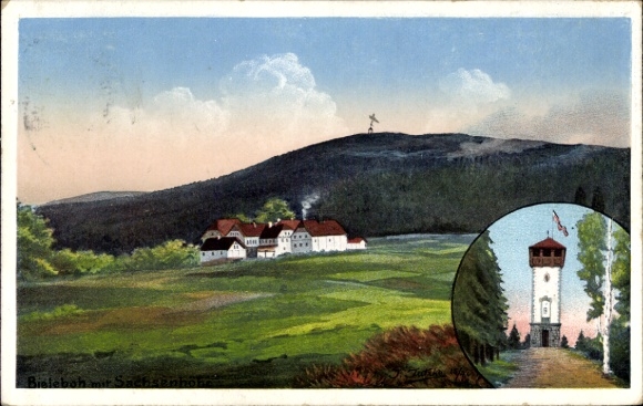 Ak Beiersdorf in Opper-Lausitz, Bieleboh, Panorama, Toren