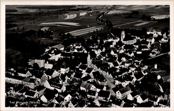 Postcard Bad Wurzach in Upper Swabia, aerial photograph