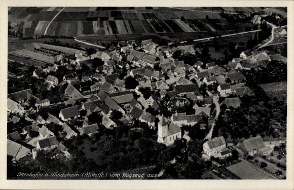 Postcard Ottenhofen Marktbergel in Middle Franconia, aerial photograph