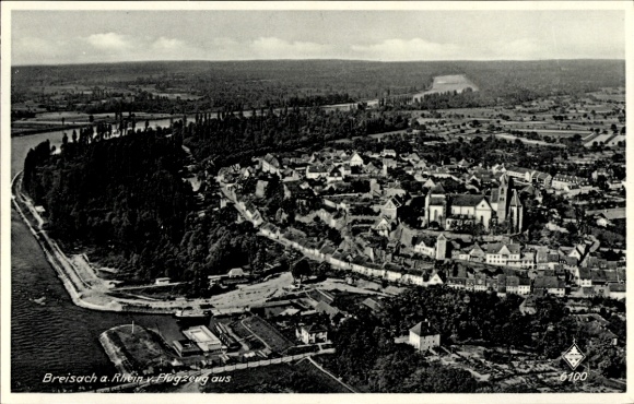 Postcard Breisach am Oberrhein, aerial view of Breisach, Rhine, landscape, city view