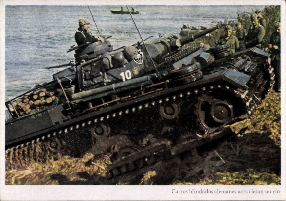 Postcard German Wehrmacht, tank, Panzer Regiment 18, 18th Panzer Division, diving tank
