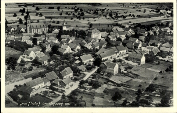 Postcard Sien an der Nahe, aerial photograph