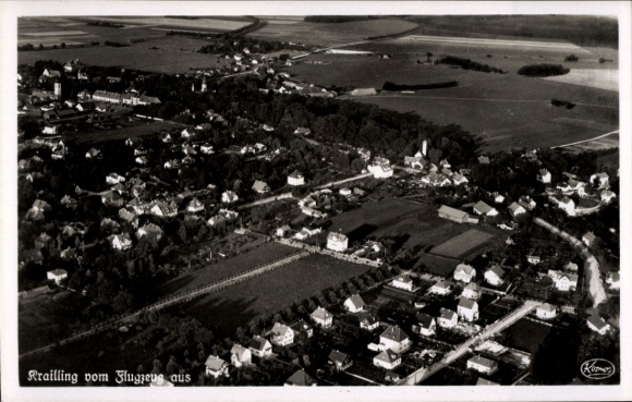 Postcard Krailling in Upper Bavaria, aerial photograph
