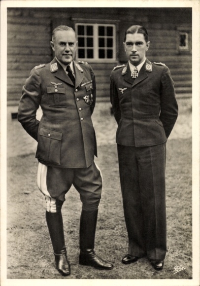 Ak General der Flieger Karl Bodenschatz, Ritterkreuzträger, Oberst Werner Mölders, Luftwaffe