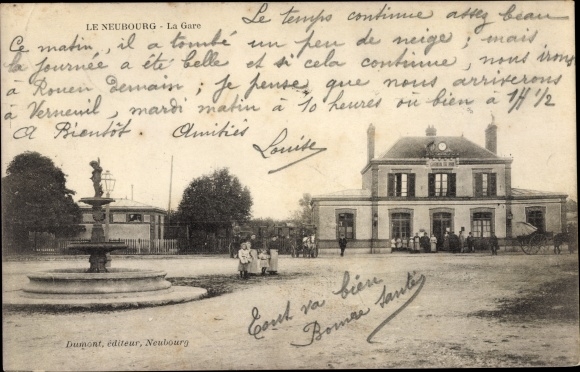 Postcard Le Neubourg Eure, The Train Station