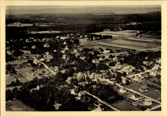 Postcard Stockdorf Gauting in Upper Bavaria, aerial photograph