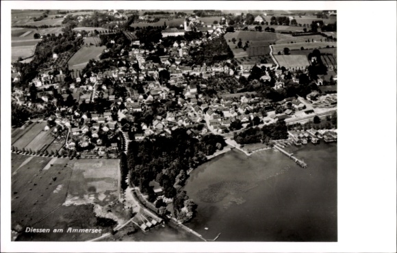 Ak Dießen am Ammersee Oberbayern, Fliegeraufnahme
