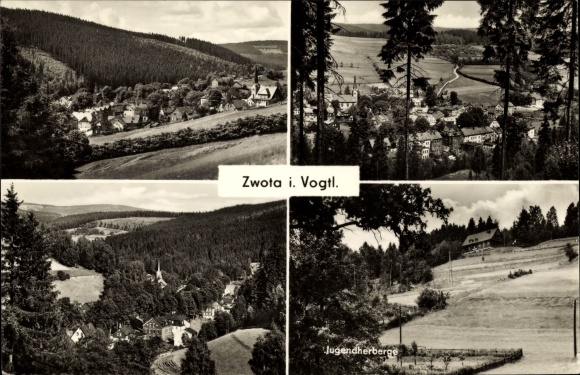 Ak Zwota Klingenthal in Vogtland Saksen, jeugdherberg, panorama