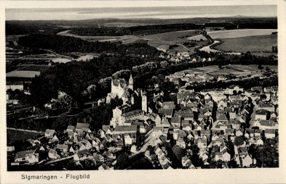 Ak Sigmaringen an der Donau, Fliegeraufnahme