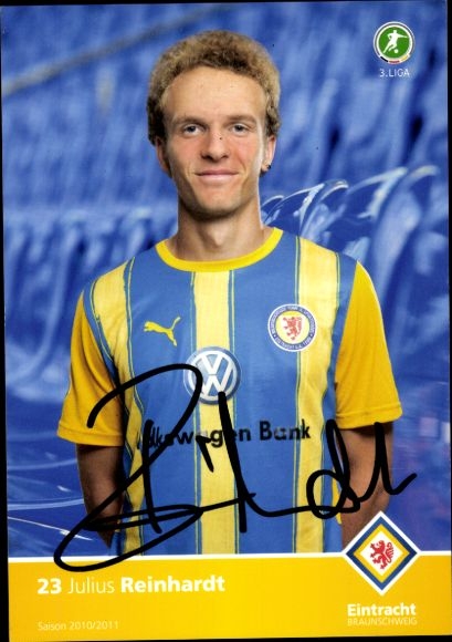Autograph card footballer Julius Reinhardt, Eintracht Braunschweig, autograph