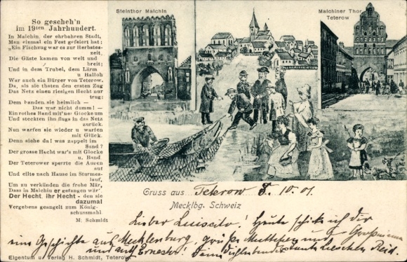 Postcard Teterow in Mecklenburg, What happened in the 19th century, Stone Gate, Malchin Gate