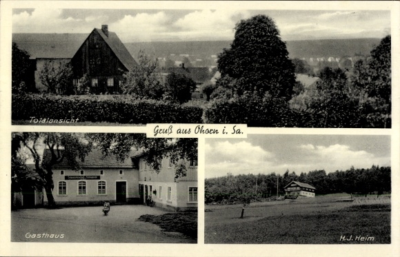Ak Ohorn in Saksen, Panorama, Pub Silberweide door Harry Wünsche, HJ Heim