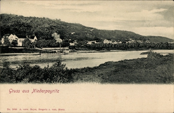 Postcard Dresden Niederpoyritz, general view, steamer