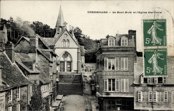Ak Cormeilles en Parisis Val d'Oise, Kirche St. Croix, Mont Muèl, französische Republik, 5 Postes