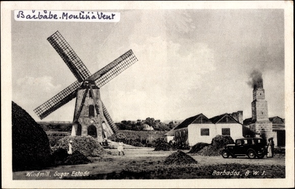 Postcard Barbados, Windmill, Sugar Estade