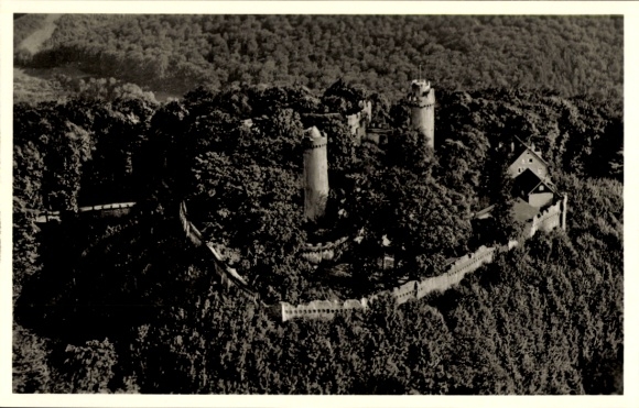 Postcard Auerbach Bensheim on the Bergstraße Hesse, aerial photograph, castle ruins