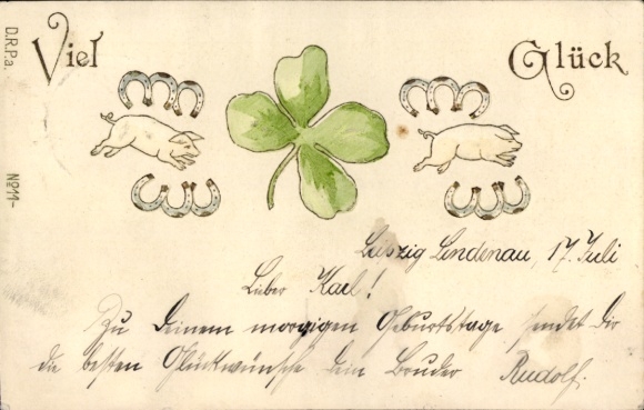 Happy New Year, clover, horseshoe pigs