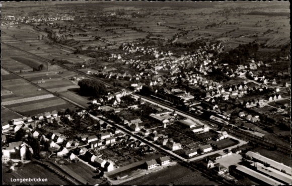Postcard Langenbrücken Bad Schönborn in Baden, aerial photograph