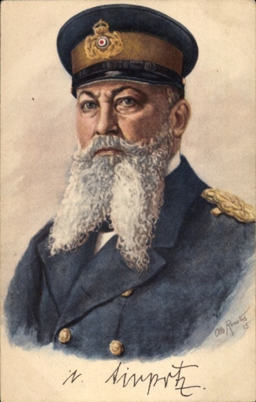 Artist Postcard Renatus, Otto, Grand Admiral Alfred von Tirpitz, successor of Hollmann