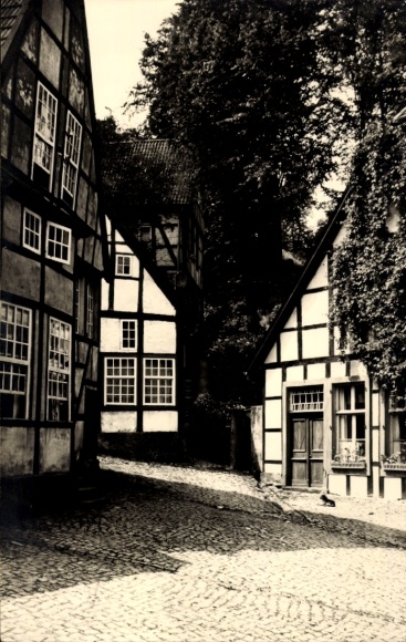 Ak Tecklenburg Teutoburger Wald, Gasse mit Häuserfront