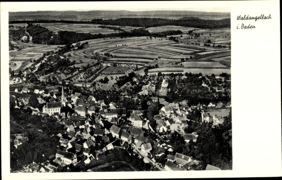 Postcard Waldangelloch Sinsheim in Baden, aerial photograph