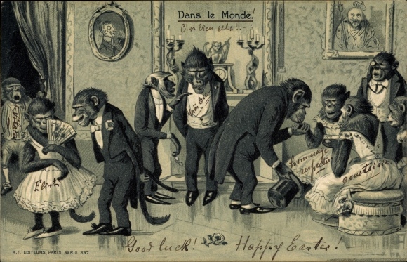 Mint Chromo-Litho Dans le Monde, Humanized Monkeys, Chimpanzees