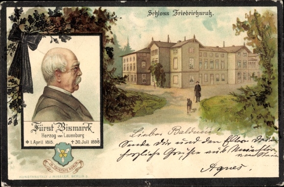 Chromo-Litho Friedrichsruh Aumühle Lower Saxony, Otto von Bismarck, Duke of Lauenburg, Federal Chancellor