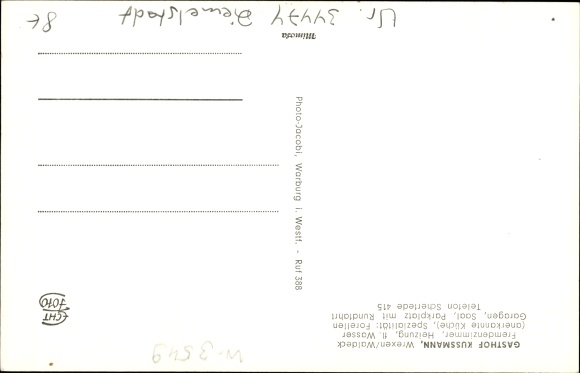 Postcard Wrexen Diemelstadt in the district of Waldeck-Frankenberg, Gasthof Kussman