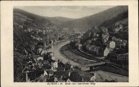 Postcard Altena in Westphalia, view of the town, Iserlohner Weg