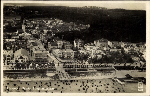Postcard Ostseebad Bansin Heringsdorf on Usedom, aerial photograph