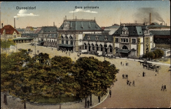 Ak Düsseldorf am Rhein, Gare principale, Bahnhof