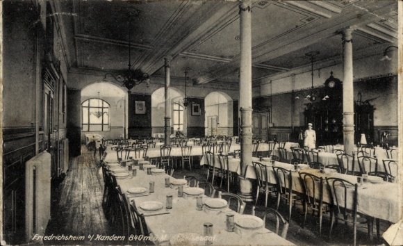 Postcard Kandern in the Black Forest Baden, dining room with long tables, chairs, columns, large windows, U