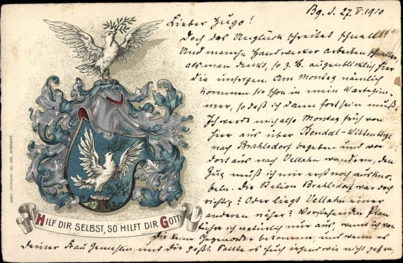 Coat of arms PC Burg bei Magdeburg, Help yourself, God will help you, dove