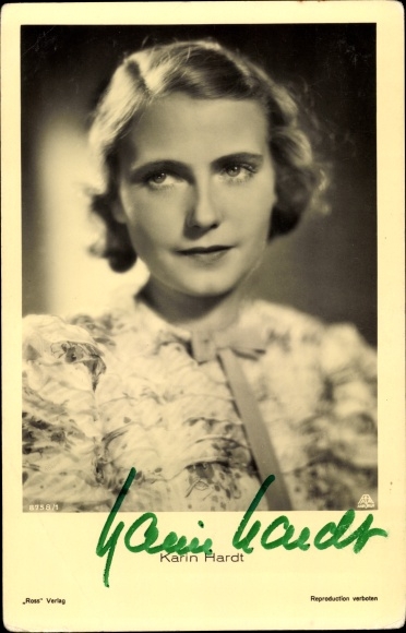 Ak actrice Karin Hardt, portret, handtekening