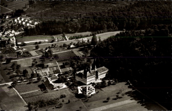 Postcard Langensteinbach Karlsbad in Baden, aerial photograph