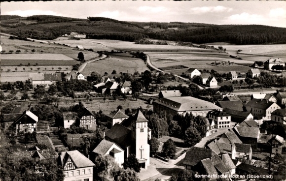 Postcard Hachen Sundern in Sauerland, view over the town