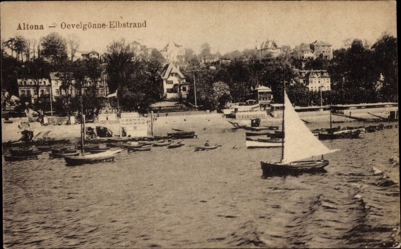 Postcard Othmarschen Altona Hamburg, Oevelgönne Elbstrand