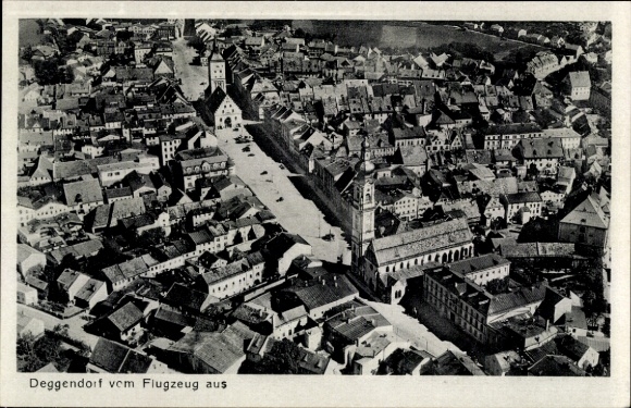 Postcard Deggendorf in Lower Bavaria, aerial photograph