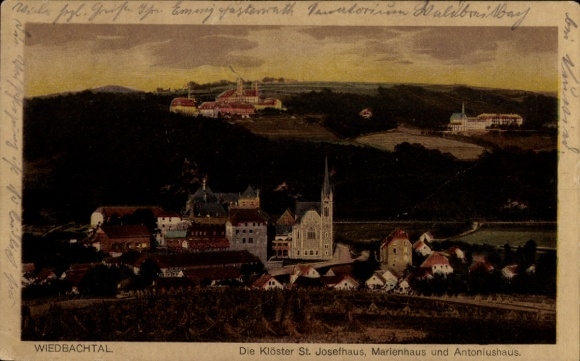 Ak Neuwied am Rhein, Kloster Sankt Josefhaus, Marionhaus, Antoniushaus, Wiedbachtal
