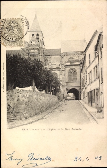Ak Triel Yvelines, L'Eglise et la Rue Galande