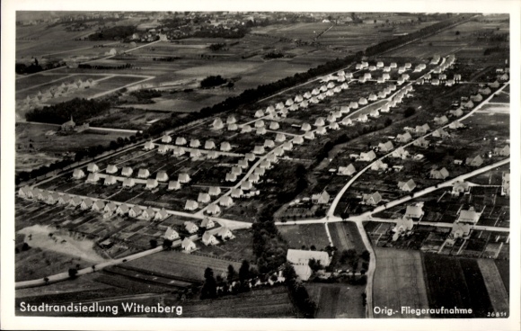 Ak Lutherstadt Wittenberg, Stadtrandsiedlung, Fliegeraufnahme