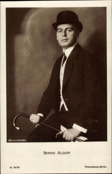 KP Aktor Bernd Aldor, portret, kapelusz, laska, PH K 1419