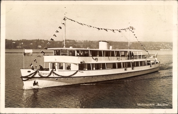 Postcard Motorschiff Bavaria on Lake Starnberg