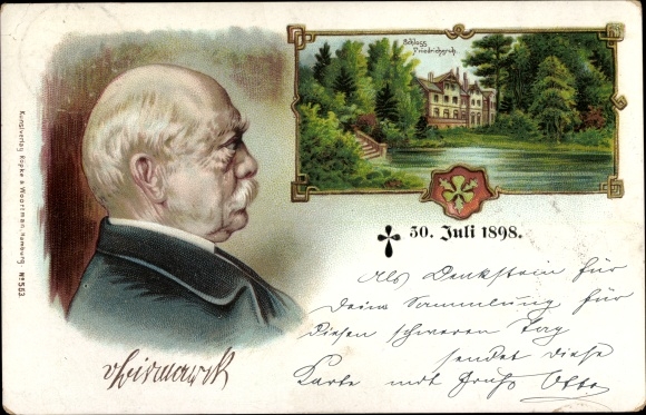 litho Friedrichsruh Aumühle in Lauenburg, kasteel, Otto von Bismarck