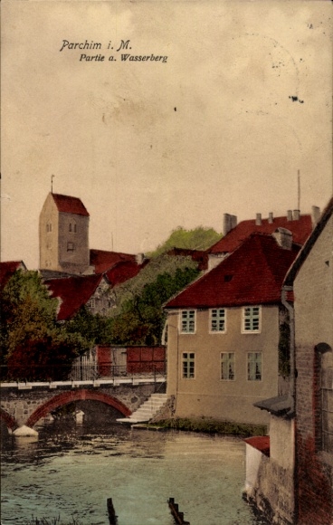 Postcard Parchim in Mecklenburg, Wasserberg, Bridge