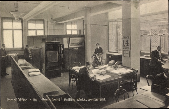 Postcard Bern Stadt Schweiz, Swan Brand Knitting Works, Office, Strickereifabrik Fritz Ryff