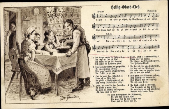 Song artist PC Schneider, Rud., Heilig Ohmd song, family when pouring lead, Wilhelm Vogel