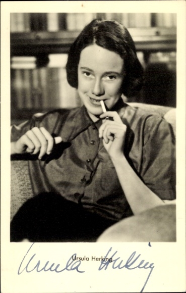 Postcard actress Ursula Herking, portrait, autograph