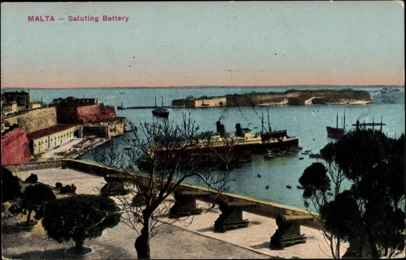 Postcard Malta, Saluting Battery