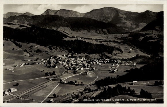 Postcard Oberstaufen in Allgäu, aerial photograph
